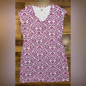 Title Nine Pink White Floral Stretch Dress Size Large Activewear Travel